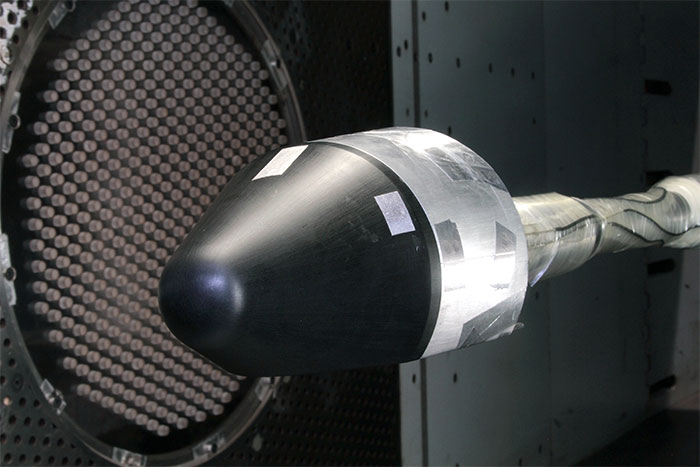 Blue Origin biconic vehicle concept wind tunnel model