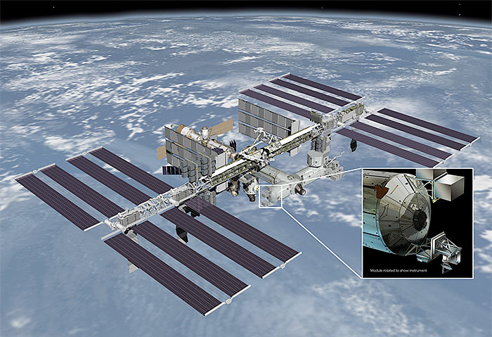 RapidSCAT radar scatterometer for wind-speed measurements installed aboard International Space Station